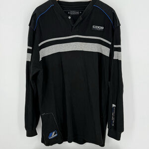 Coogi Authentic Australian Shirt Men's 2XL Black Embroidered Patch Hiphop Straps